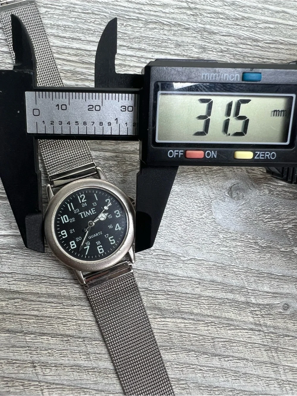 Time Silver Mesh Band Quartz Watch - Military Dial